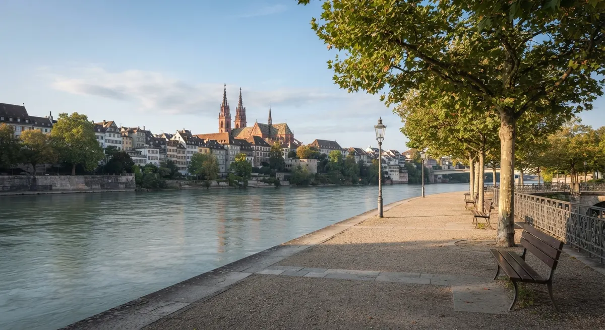 Rheinfähre an einem Seil zwischen Grossbasel und Kleinbasel